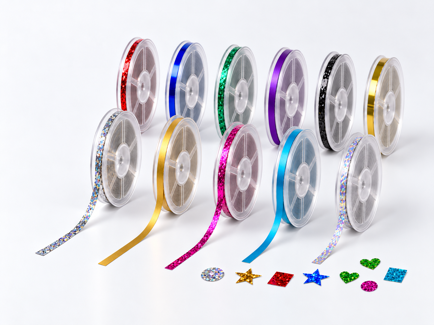Spangle reel materials for automatic motif production